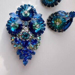 🌟Book Set🌟 Juliana D&E Peacock Blue Margarita & Rhinestone Pendant & Earrings